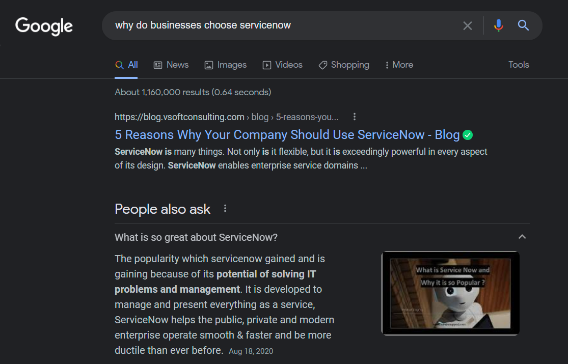 why do businesses choose servicenow
